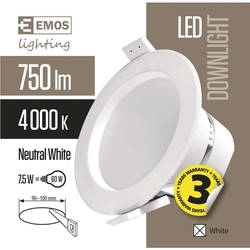 LED DOWNLIGHT 7,5W 750LM 4000K EMOS
