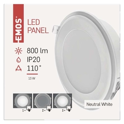 LED PANEL 13W 800LM 4000K 2V1 KRUH VSTAVANÝ