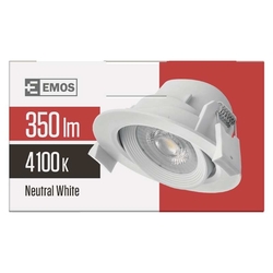 LED SPOTLIGHT 5W 350LM 4100K VÝKLOPNÉ BIELE