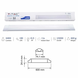 LED PRISMATIC FITTING 60CM 20W 2400LM 6400K SAMSUNG V-TAC PRO