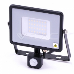 LED REFLEKTOR SO SENZOROM 30W 2400LM 6400K SMD ČIERNY SAMSUNG V-TAC PRO