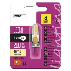 LED ŽIAROVKA G4 1,9W 200LM 3000K 12V TEPLÁ BIELA