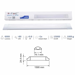 LED PRISMATIC FITTING 150CM 50W 6000LM 6400K SAMSUNG V-TAC PRO