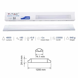 LED PRISMATIC FITTING 120CM 40W 4800LM 6400K SAMSUNG V-TAC PRO