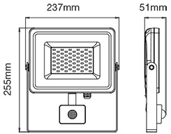 LED REFLEKTOR SO SENZOROM 50W 4000LM 6400K SMD ČIERNY SAMSUNG V-TAC PRO