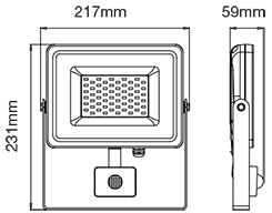 LED REFLEKTOR SO SENZOROM 30W 2400LM 6400K SMD ČIERNY SAMSUNG V-TAC PRO